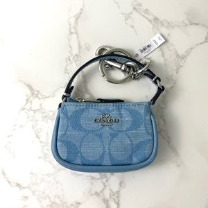 NWT 🌸Coach Light Chambray Mini Nolita Purse Charm Keychain Coin Purse